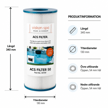 Spafilter ACS 50 mått