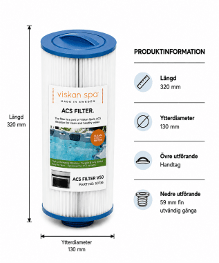 Spafilter ACS V50 mått