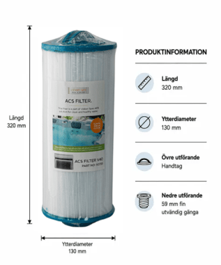 Spafilter ACS V50 mått