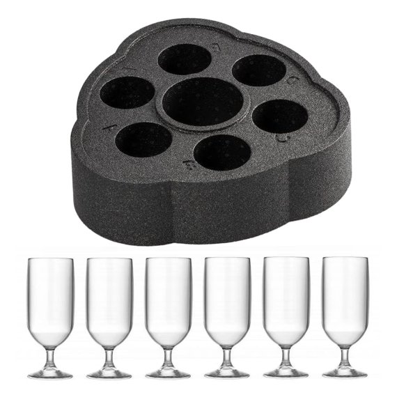 Kirami Flytande Poolbar Svart + 6 st Ölglas
