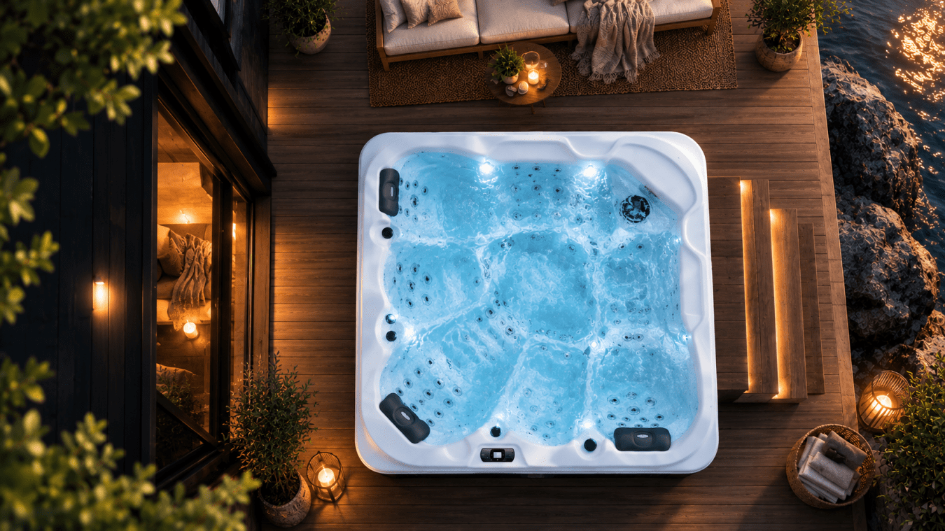 Nordpool spabad sett ovanifrån med skandinavisk design